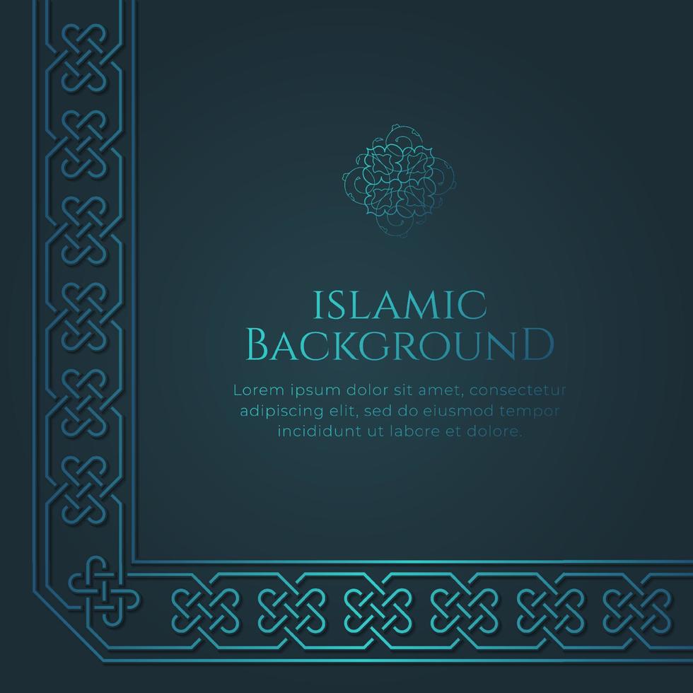 Islamic Arabic Ornament Pattern Borders Frame Blue Background with Copy Space vector