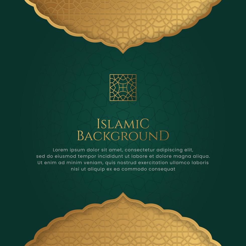 Islamic Arabic Elegant Golden Ornament Frame Background with Copy Space for Text vector