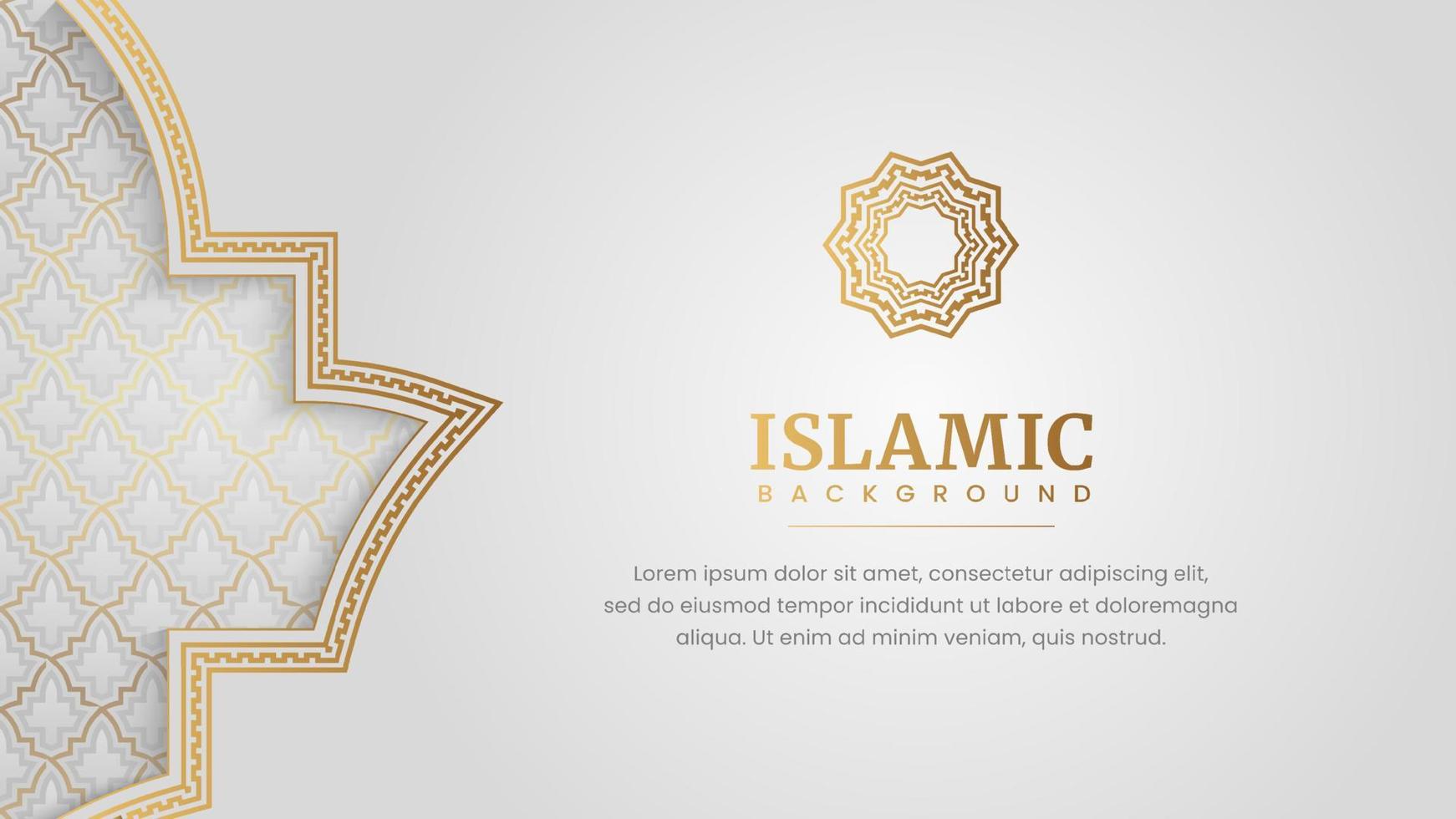 Arabic Islamic Elegant White Luxury Frame Ornament Border Background vector