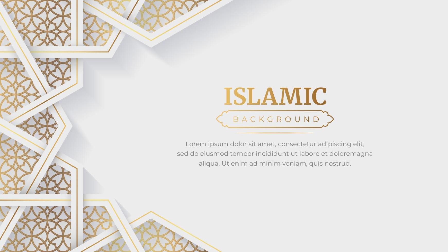 Islamic Arabic Arabesque Ornament Border Luxury Abstract White Background with Copy Space for Text vector