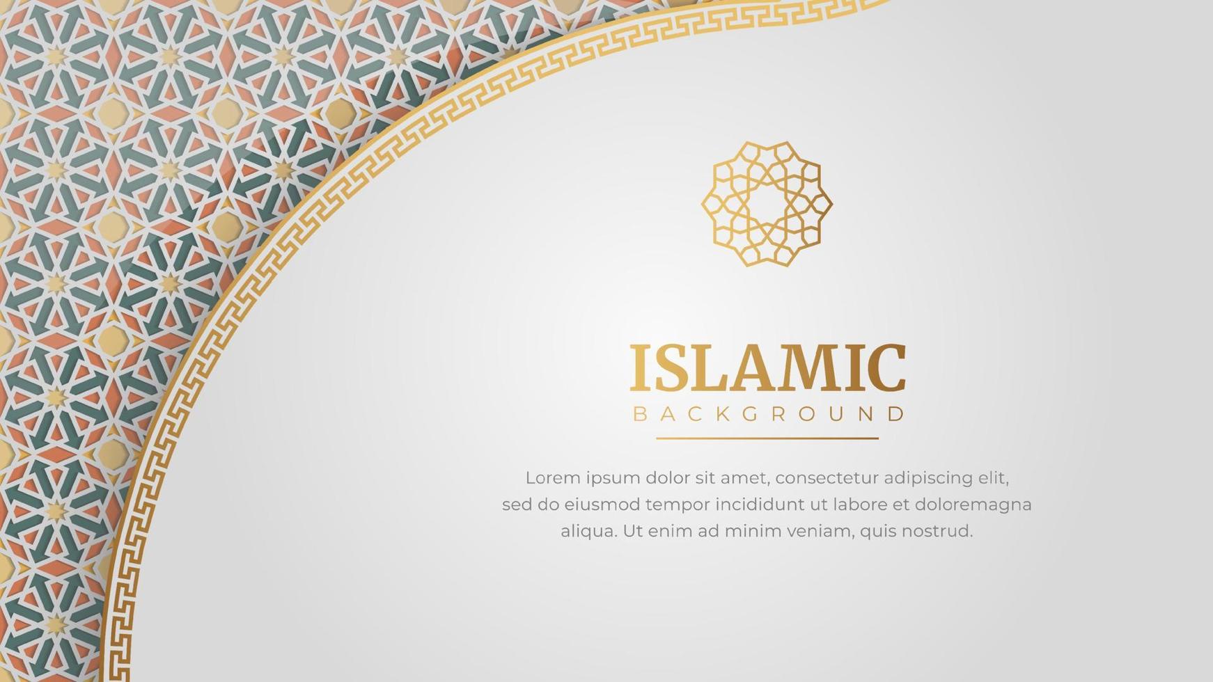 Arabic Islamic Elegant White Luxury Frame Ornament Background vector