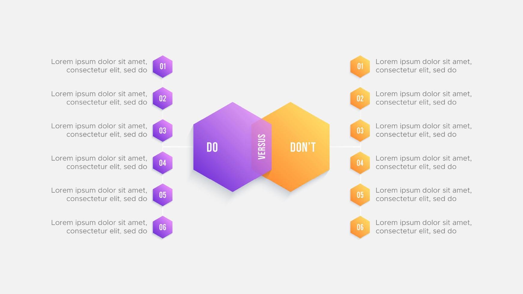 Circle Round Dos and Don'ts, Pros and Cons, VS, Versus Comparison Infographic Design Template vector