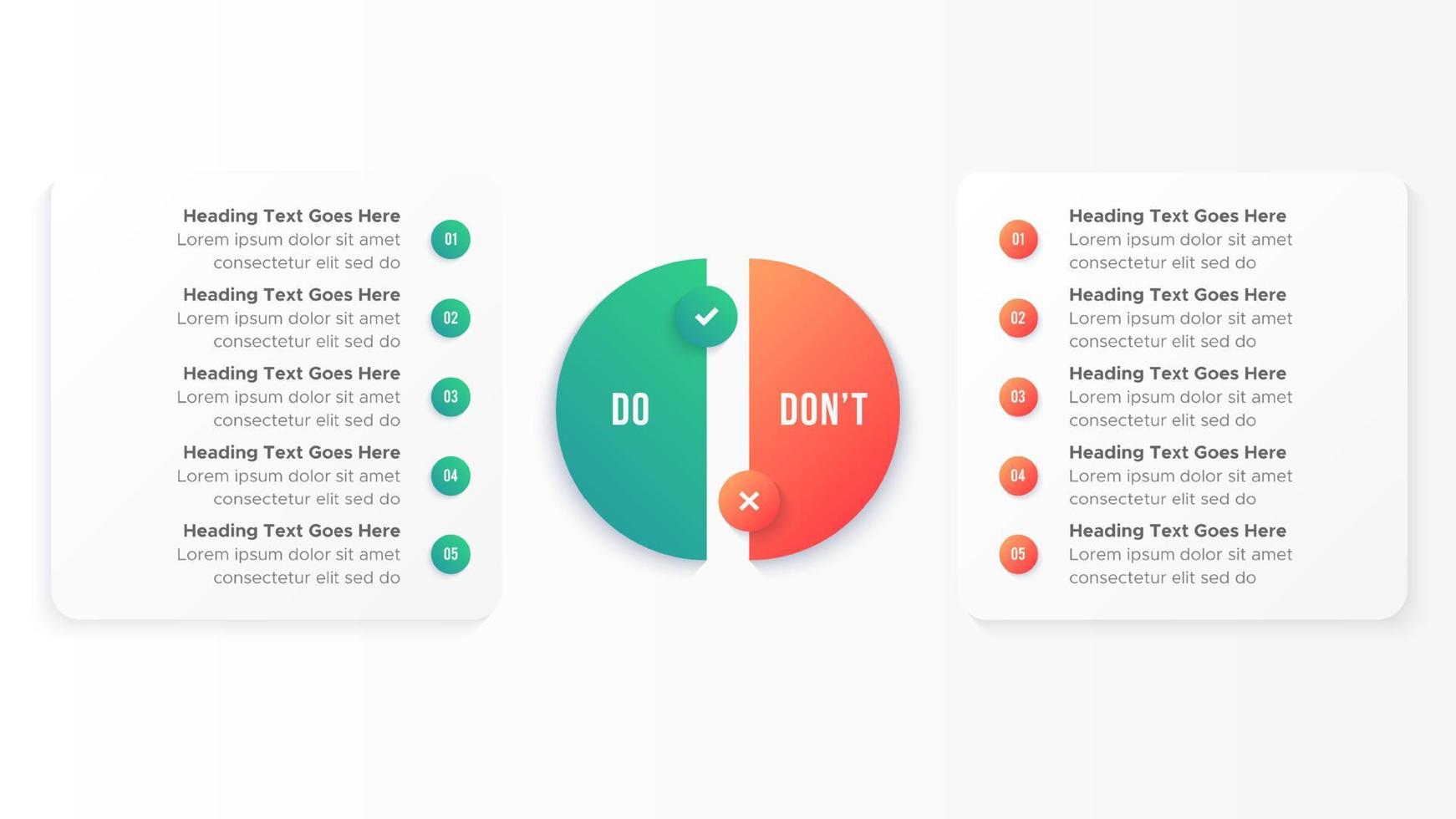 Circle Round Dos and Don'ts, Pros and Cons, VS, Versus Comparison Infographic Design Template vector