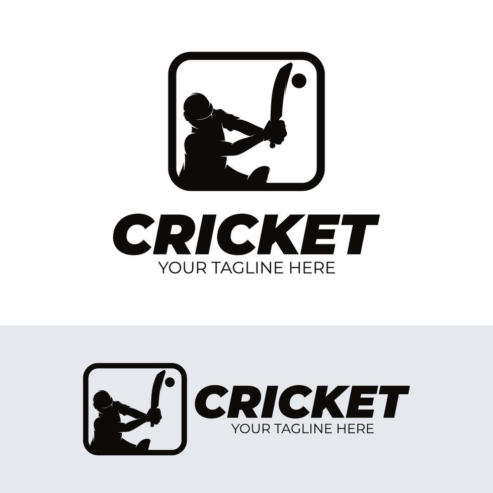 Cricket player logo design template vector