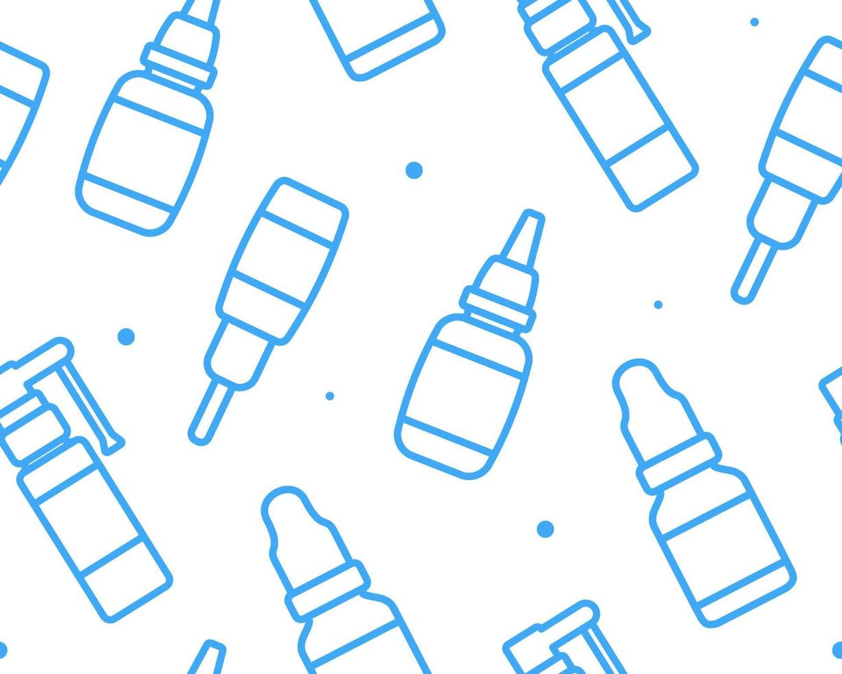 Nasal drops Outline Icons, seamless pattern. Isolated Medical Bottles. Vector illustration.