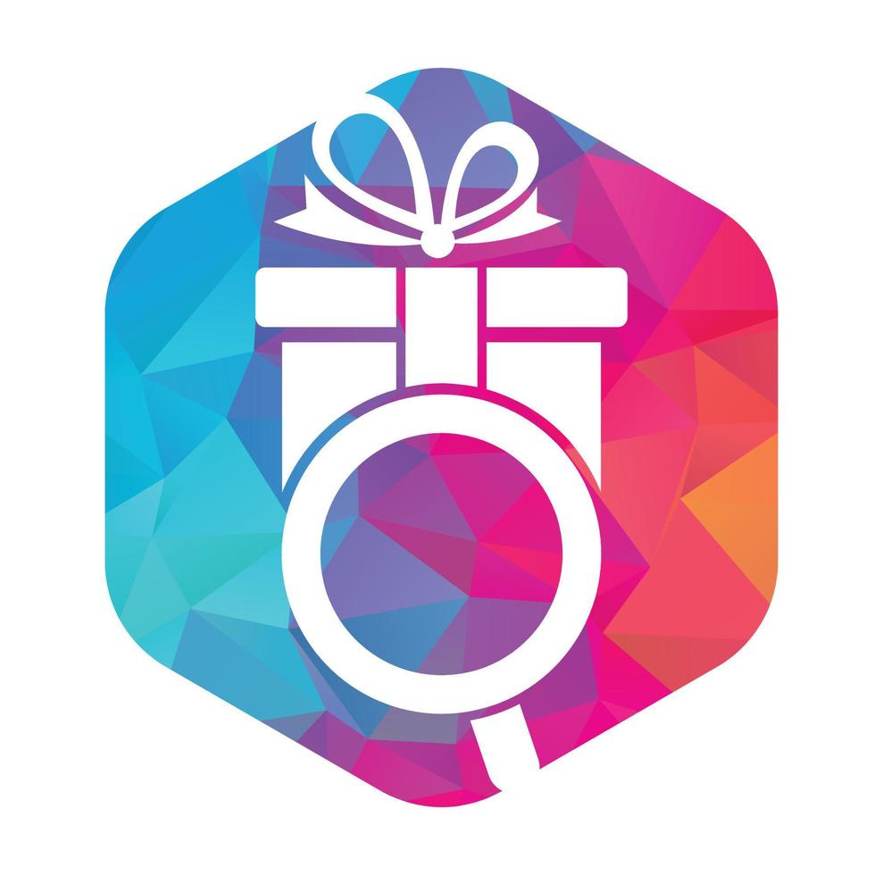 buscar regalo logo icono diseño. encontrar regalo caja logo diseño icono vector. vector