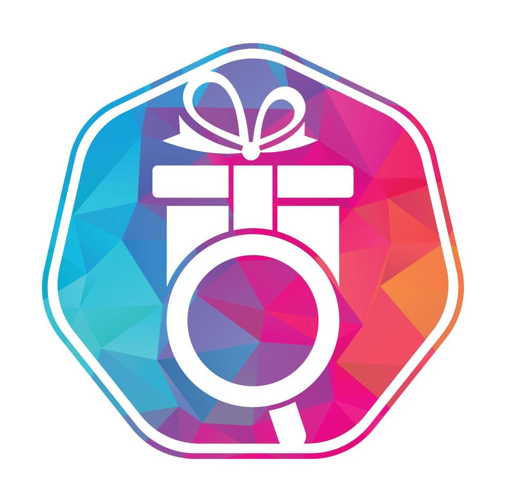 buscar regalo logo icono diseño. encontrar regalo caja logo diseño icono vector. vector