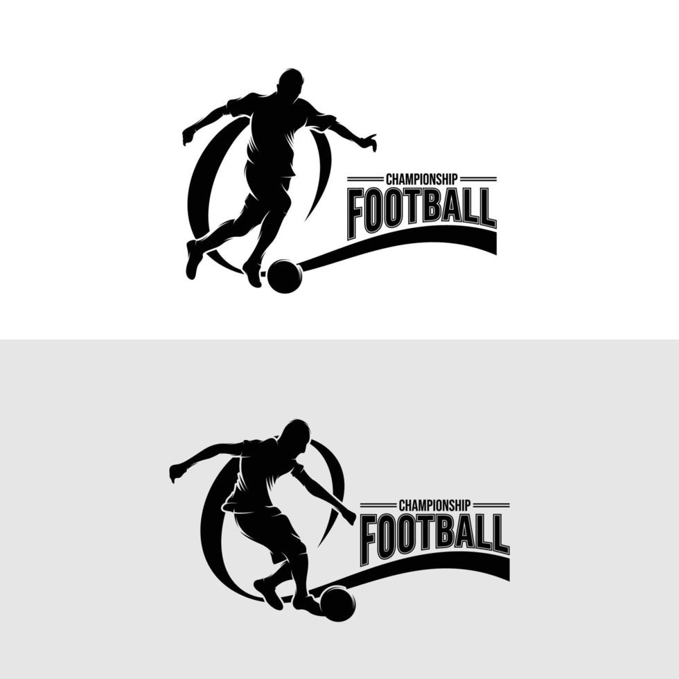 Set of soccer player logo design templates vector