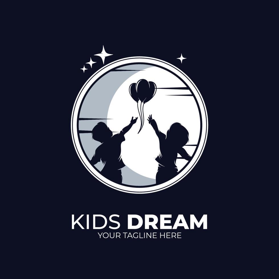 pequeño niños alcanzando sueño logo vector