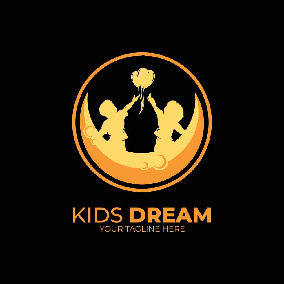 Little kids reaching dream logo vector