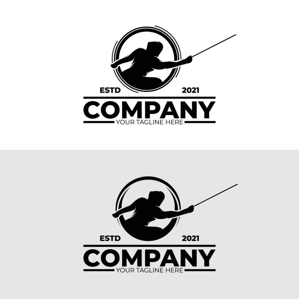 conjunto de Esgrima deporte logo diseño vector