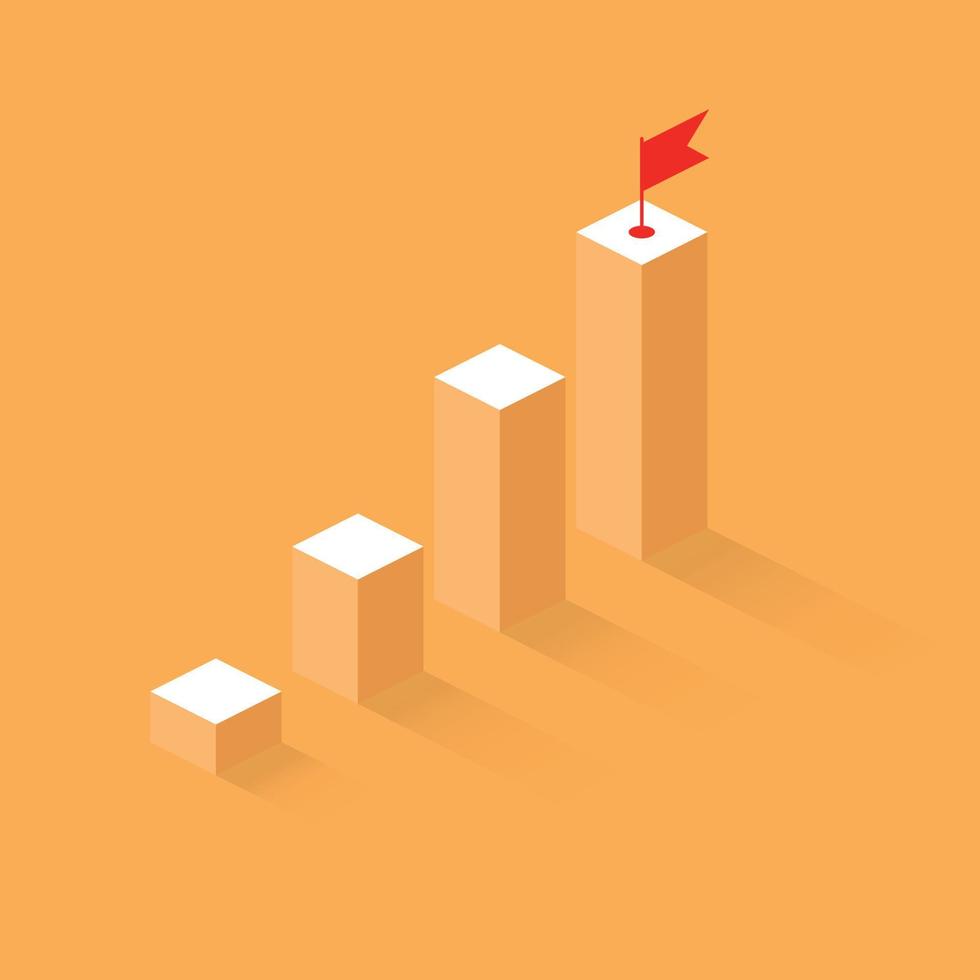 Success growth icon in flat style. Isometric level stairs vector illustration on isolated background. Progress sign business concept.