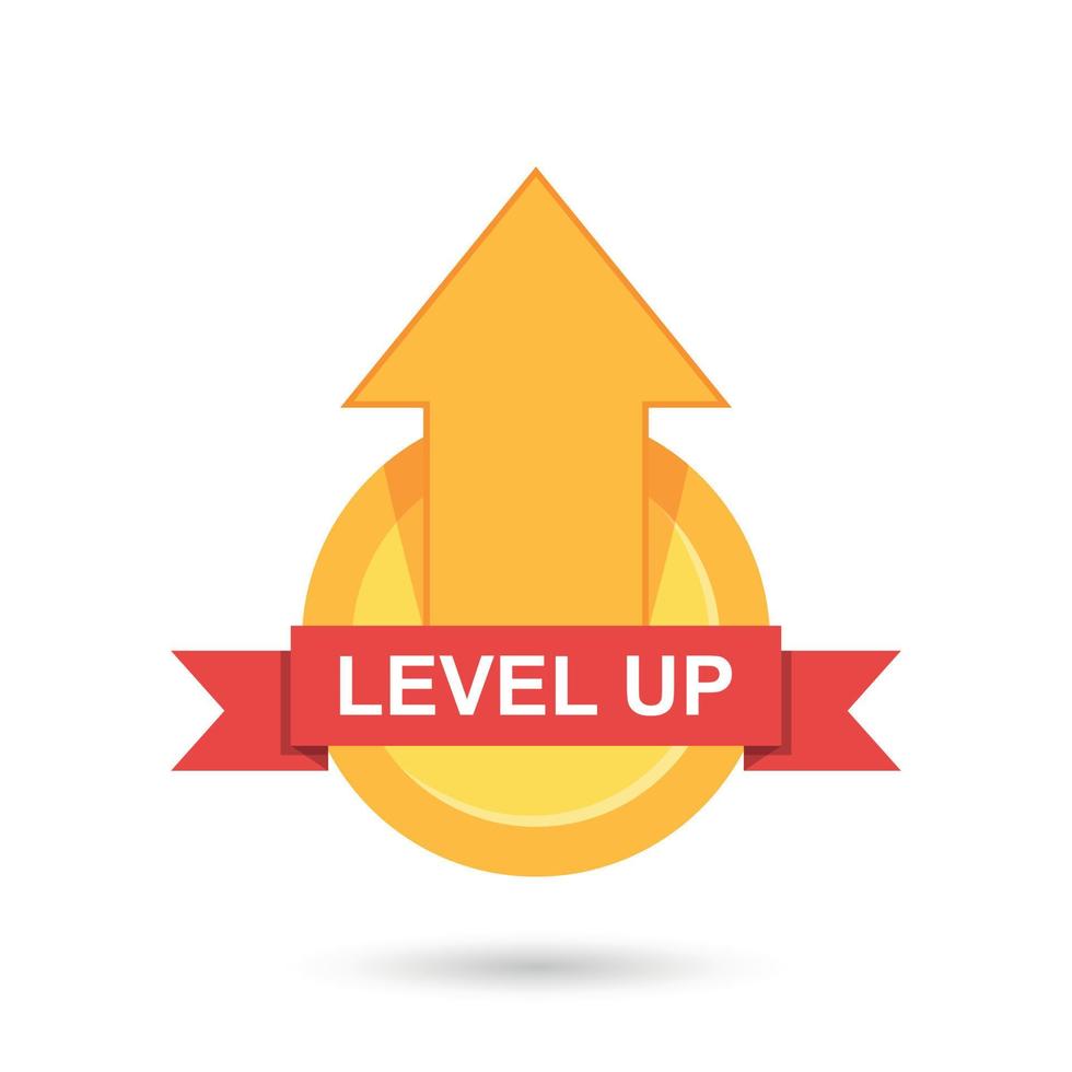 Level up icon in flat style. Achievement vector illustration on isolated background. Success sign business concept.