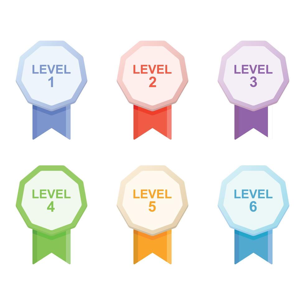 Level up badge icon in flat style. Medal for achievement vector illustration on isolated background. Game award sign business concept.