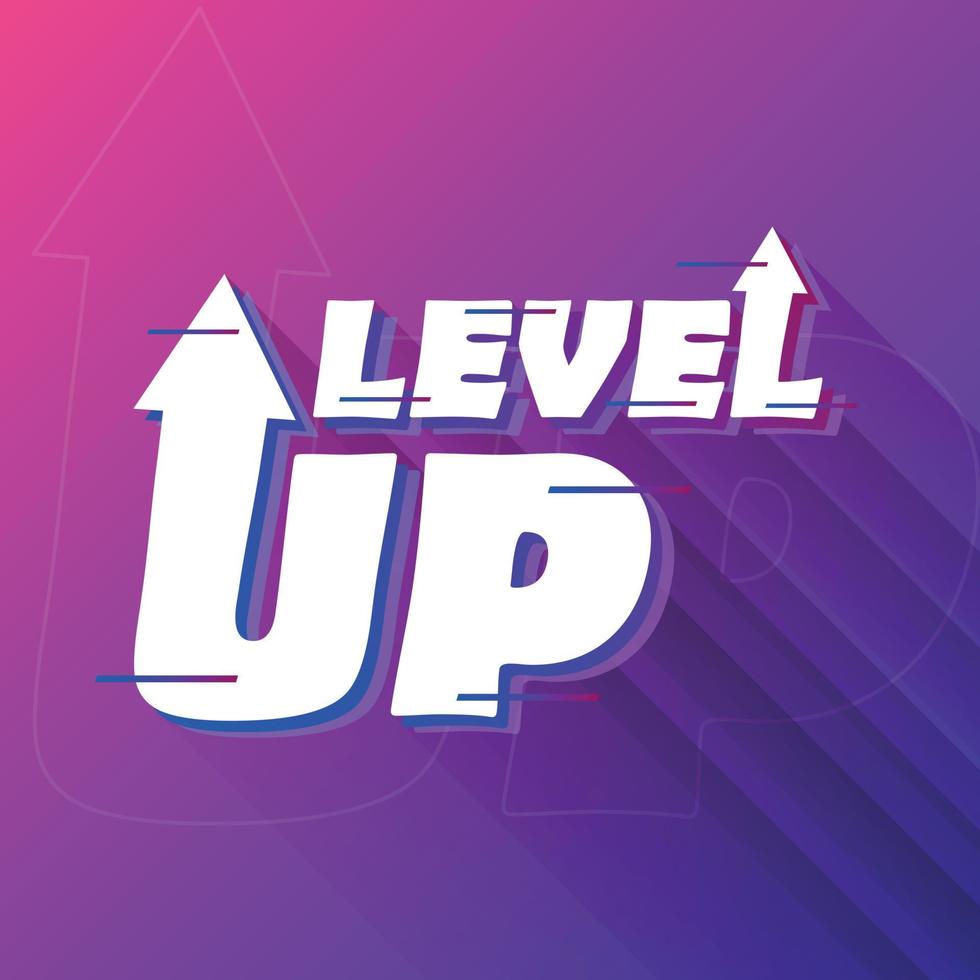 Level up icon in flat style. Achievement vector illustration on isolated background. Success sign business concept.