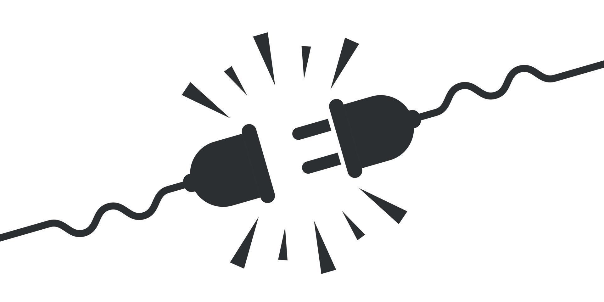 Electric socket with a plug icon in flat style. Connection symbol vector illustration on isolated background. 404 error sign business concept.