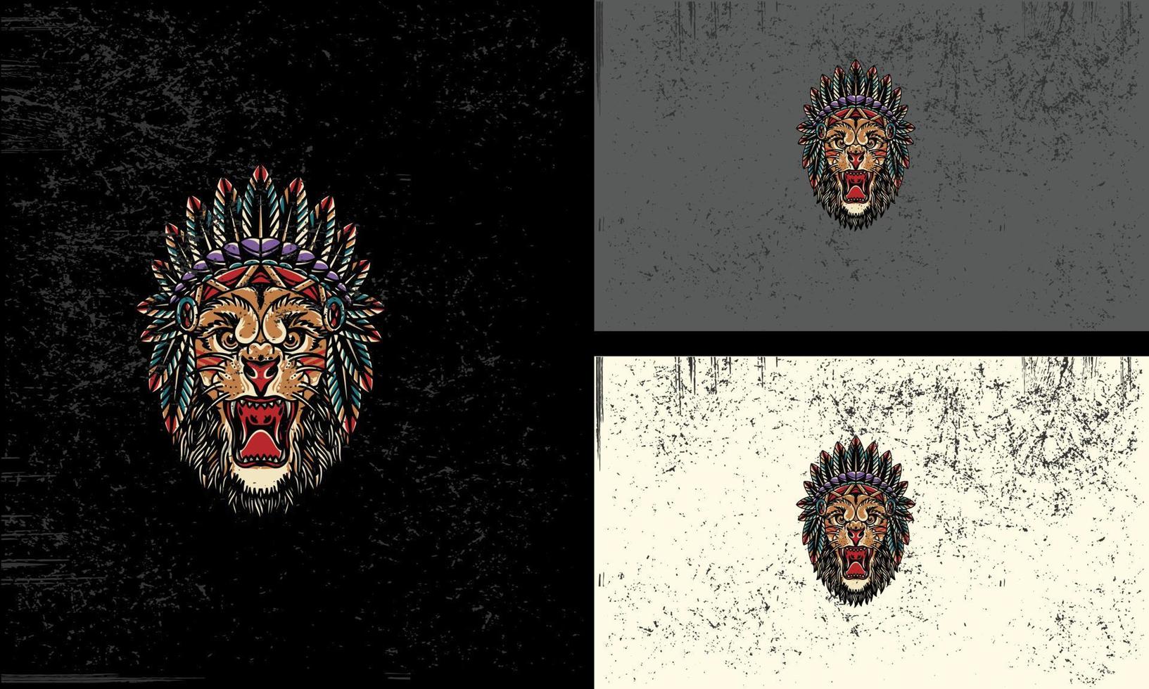 head lion vintage vector illustration design