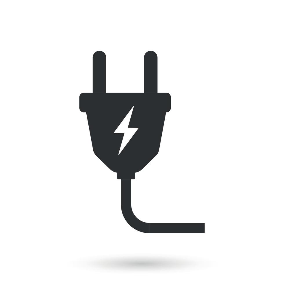 eléctrico enchufe con un enchufe icono en plano estilo. conexión símbolo vector ilustración en aislado antecedentes. 404 error firmar negocio concepto.