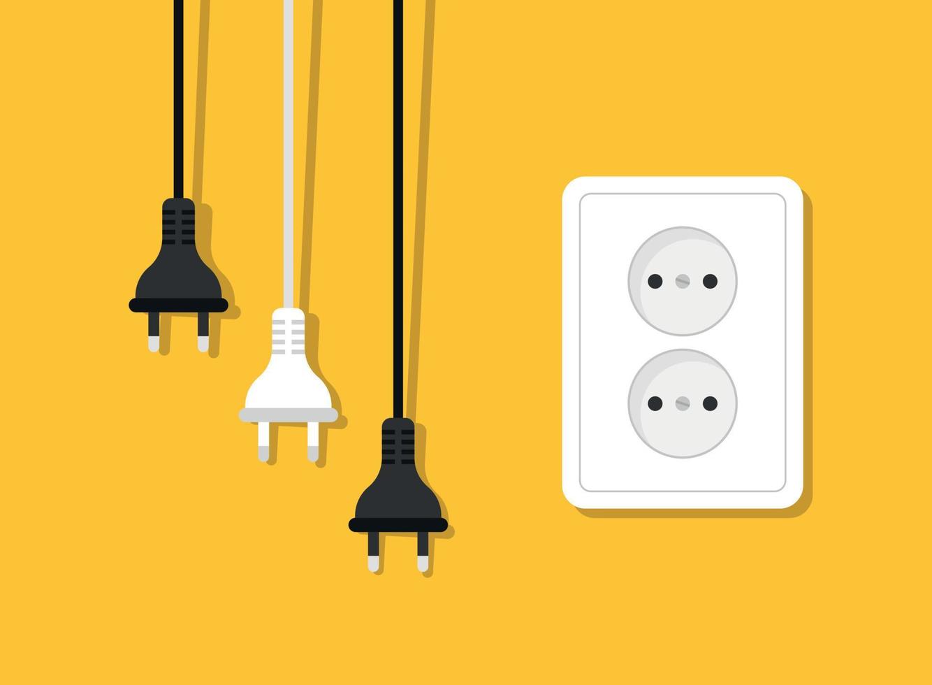 Electric socket with a plug icon in flat style. Connection symbol vector illustration on isolated background. 404 error sign business concept.