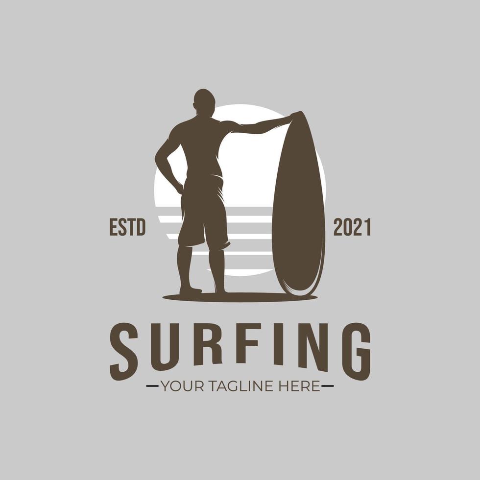 Illustration Of Surfing Logo Design Inspiration vector