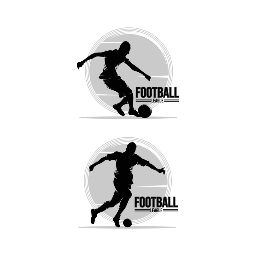 conjunto de fútbol jugador logo diseño plantillas vector