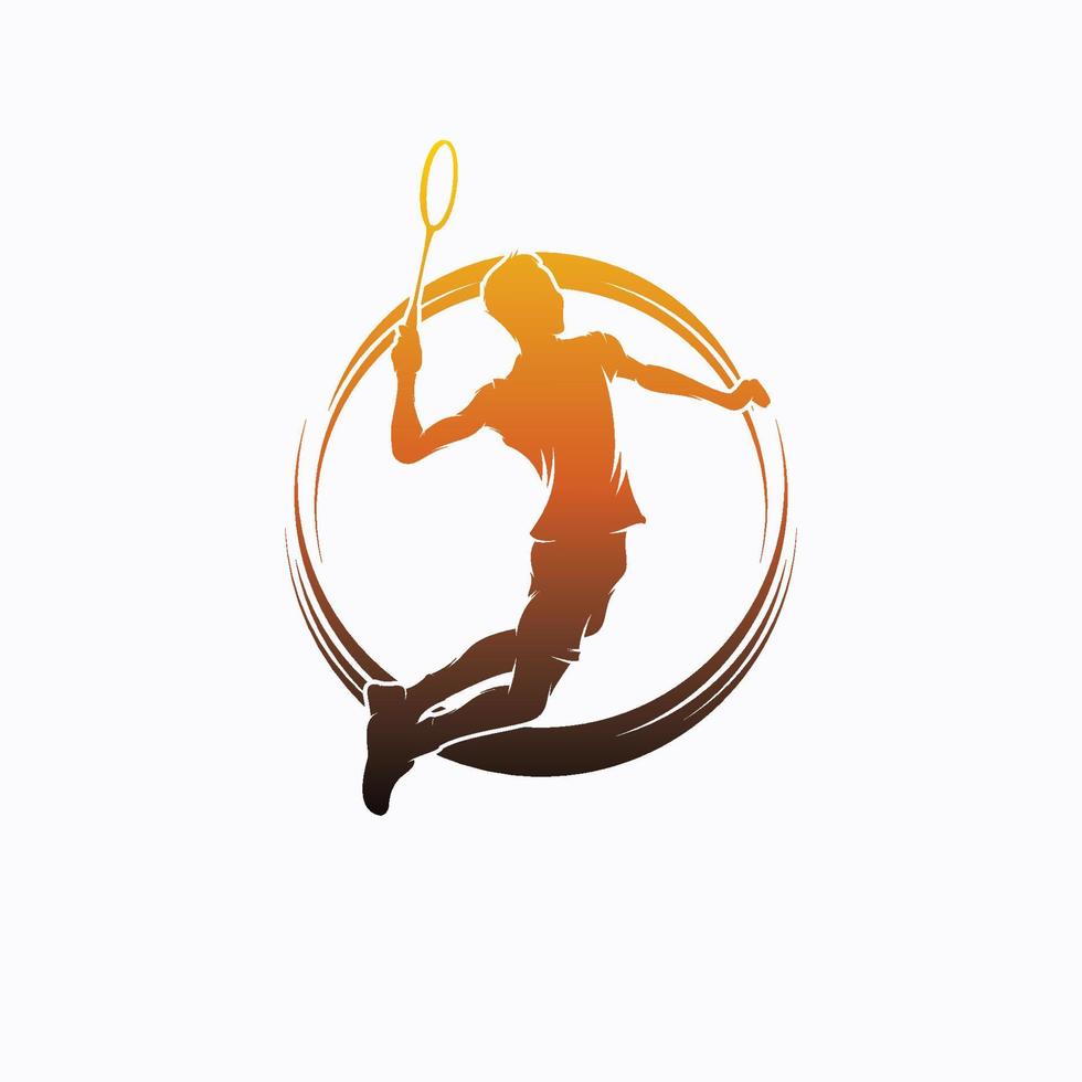 Badminton player logo design template vector