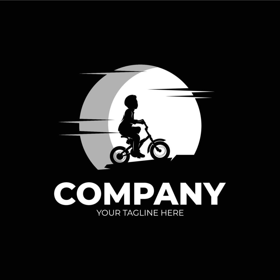 Children playing bicycle logo design vector