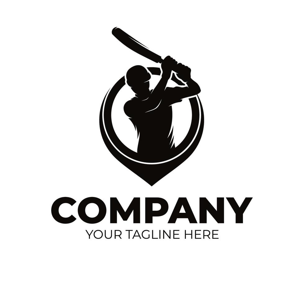 Cricket player logo design template vector