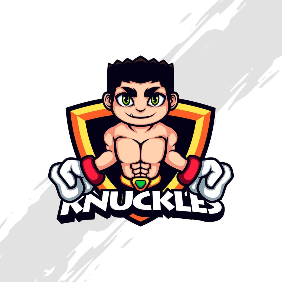 Cute Little Kid Mascot Fighter in Boxing Ring vector