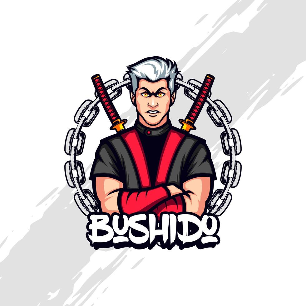Illustration of Japanese Chained Bushido Samurai Warrior vector