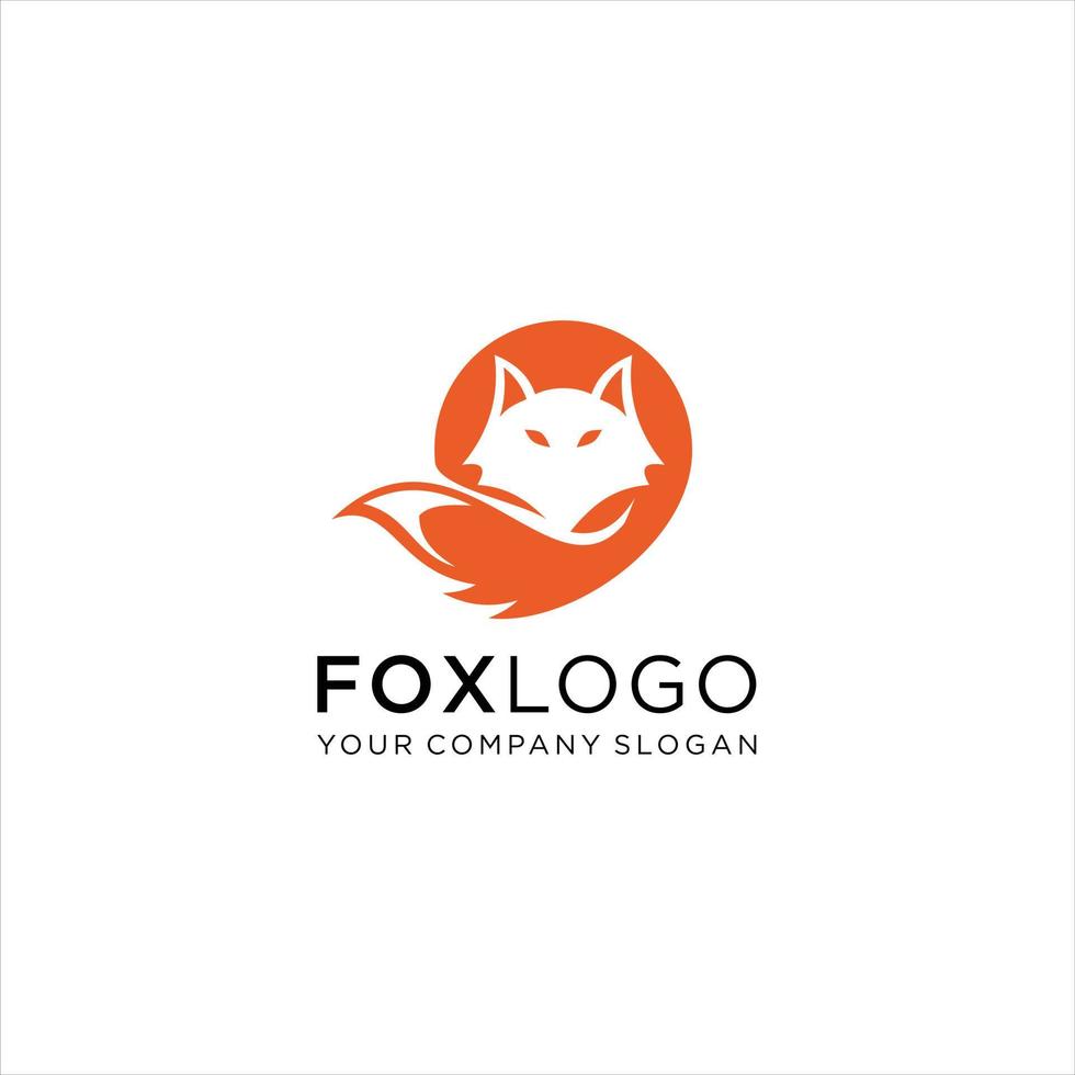 Fox Logo design vector template negative space. Creative Wild Animal in circle Logotype concept icon.