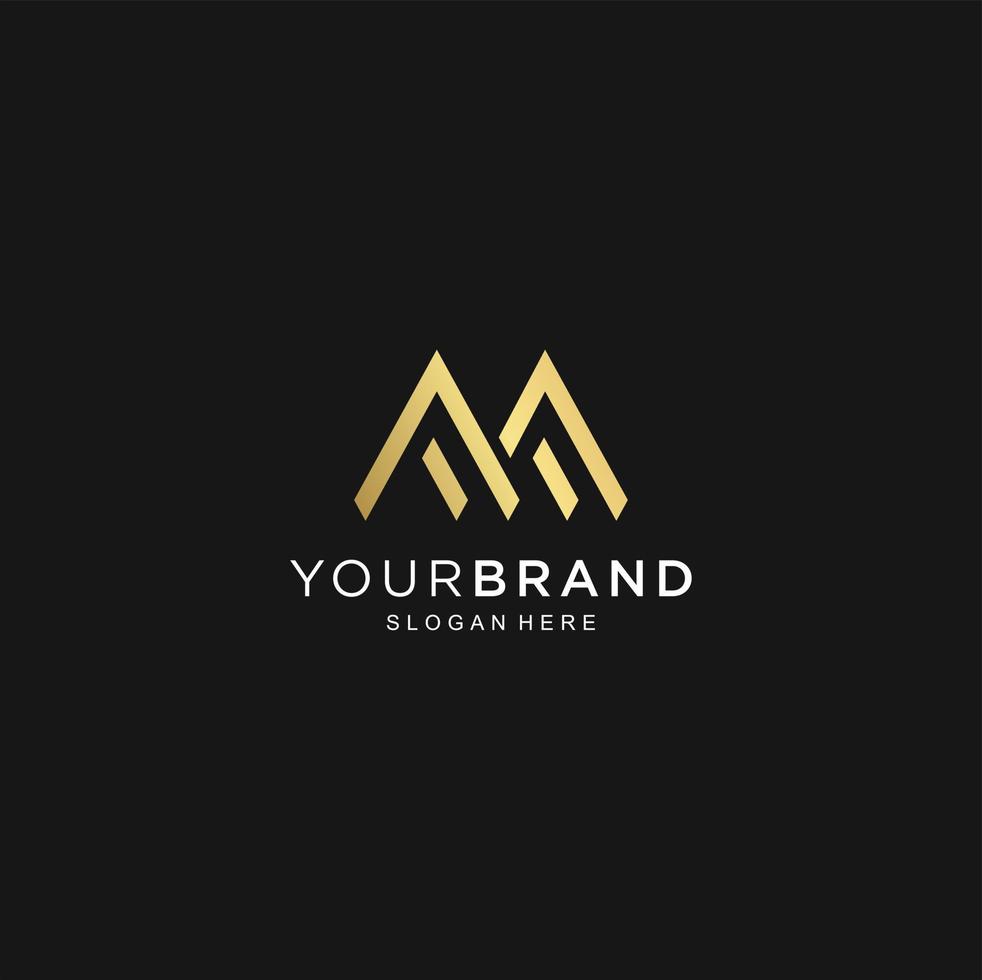 Unique modern creative elegant luxury artistic black and gold color M letter based initial logo icon. vector