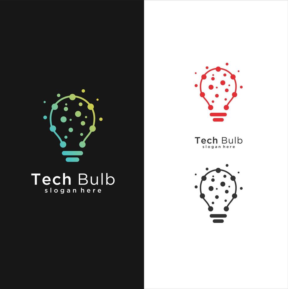 Modern Tech Bulb logo designs concept, Pixel Technology Bulb Idea logo template vector