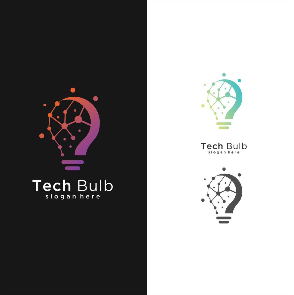 Modern Tech Bulb logo designs concept, Pixel Technology Bulb Idea logo template vector