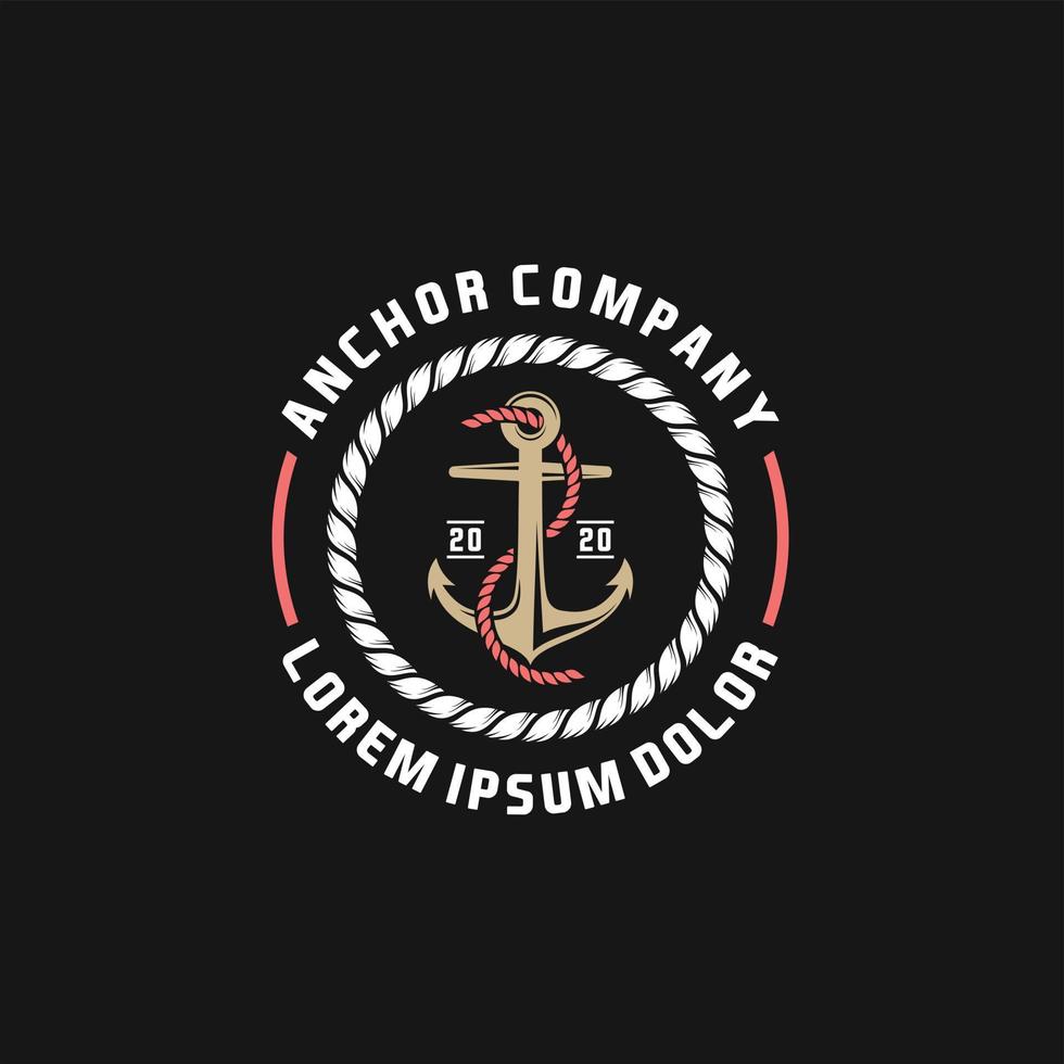 Vintage label with an anchor and slogan, Vector illustration, anchor icon on black background, Simple shape for design logo