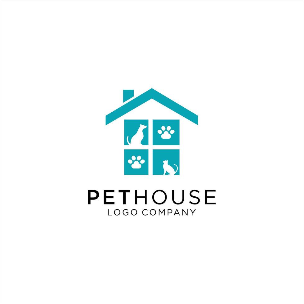 Pet house logo concept with dog and cat element vector