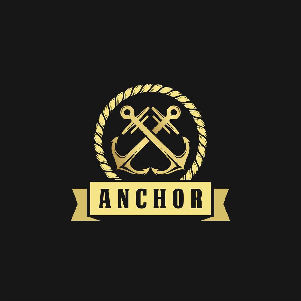 vintage anchor vector illustration frame logo design