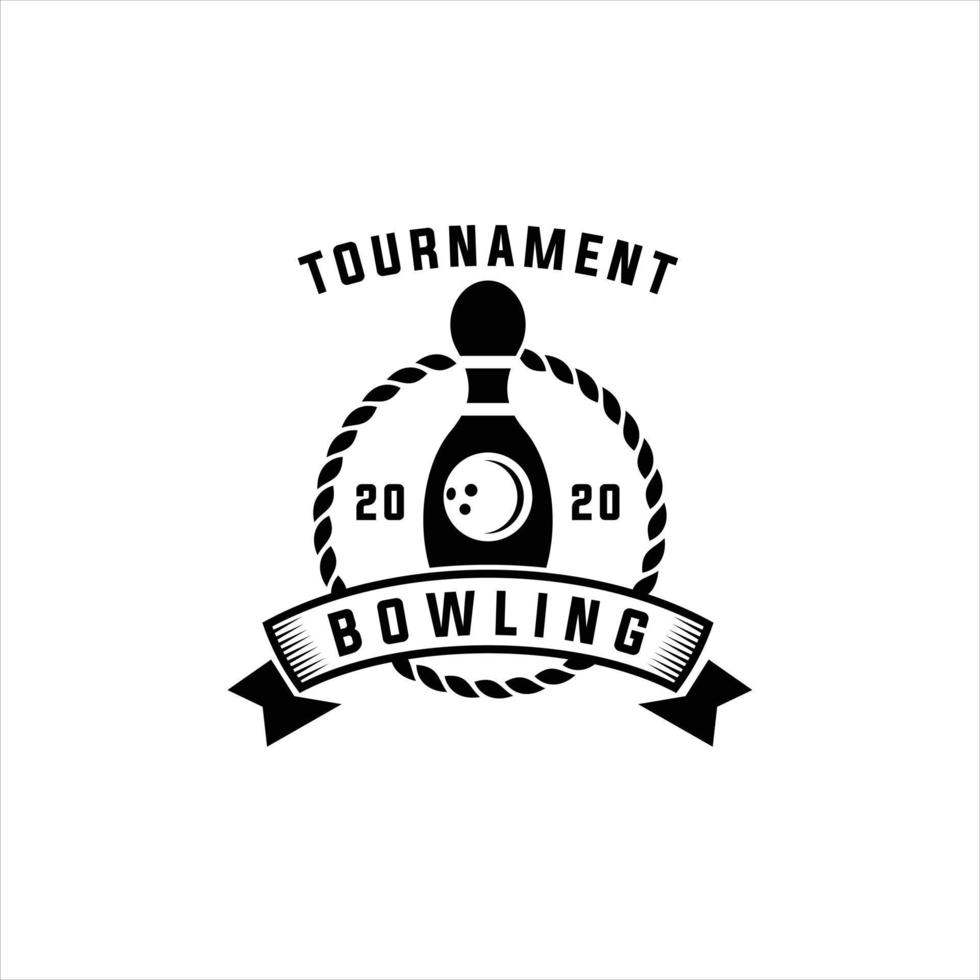 Vector vintage monochrome style bowling logo  icon  symbol