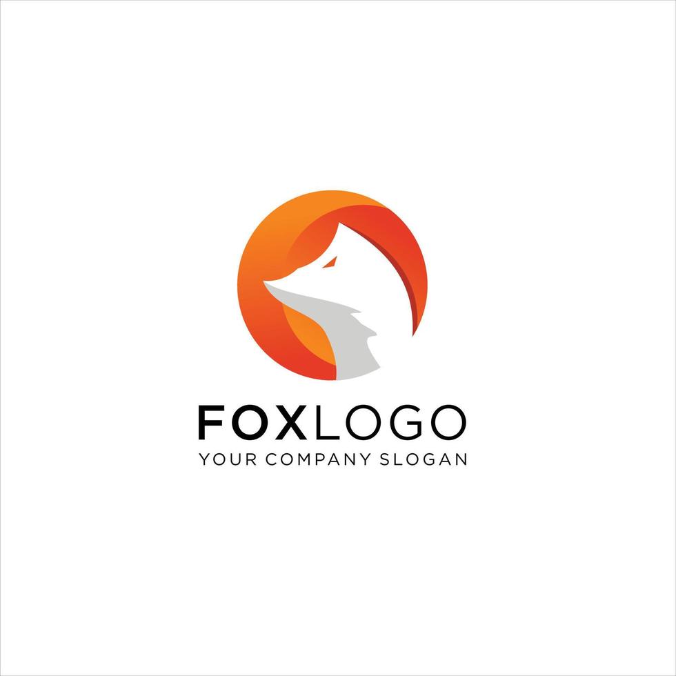 Fox Logo design vector template negative space. Creative Wild Animal in circle Logotype concept icon.