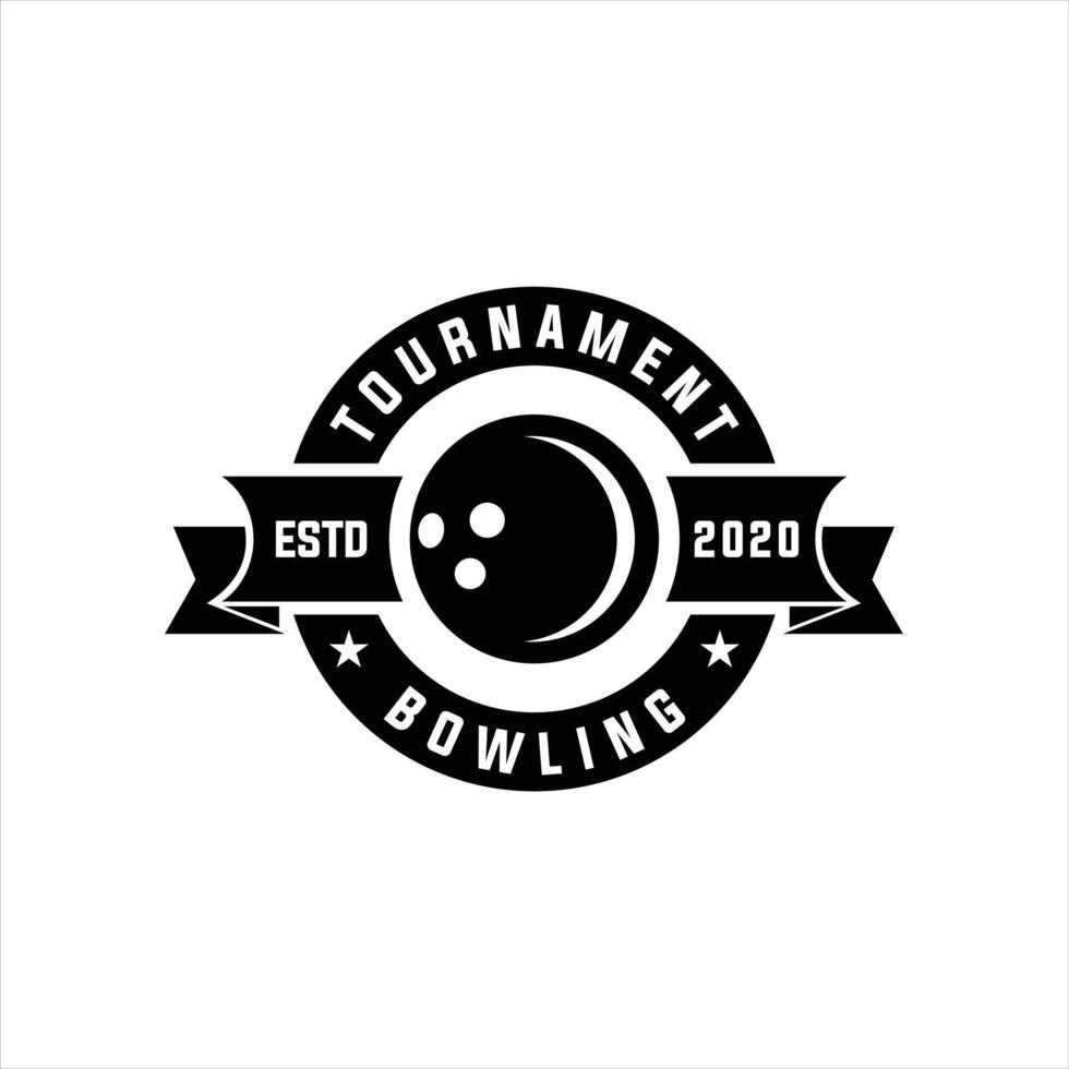 Vector vintage monochrome style bowling logo  icon  symbol