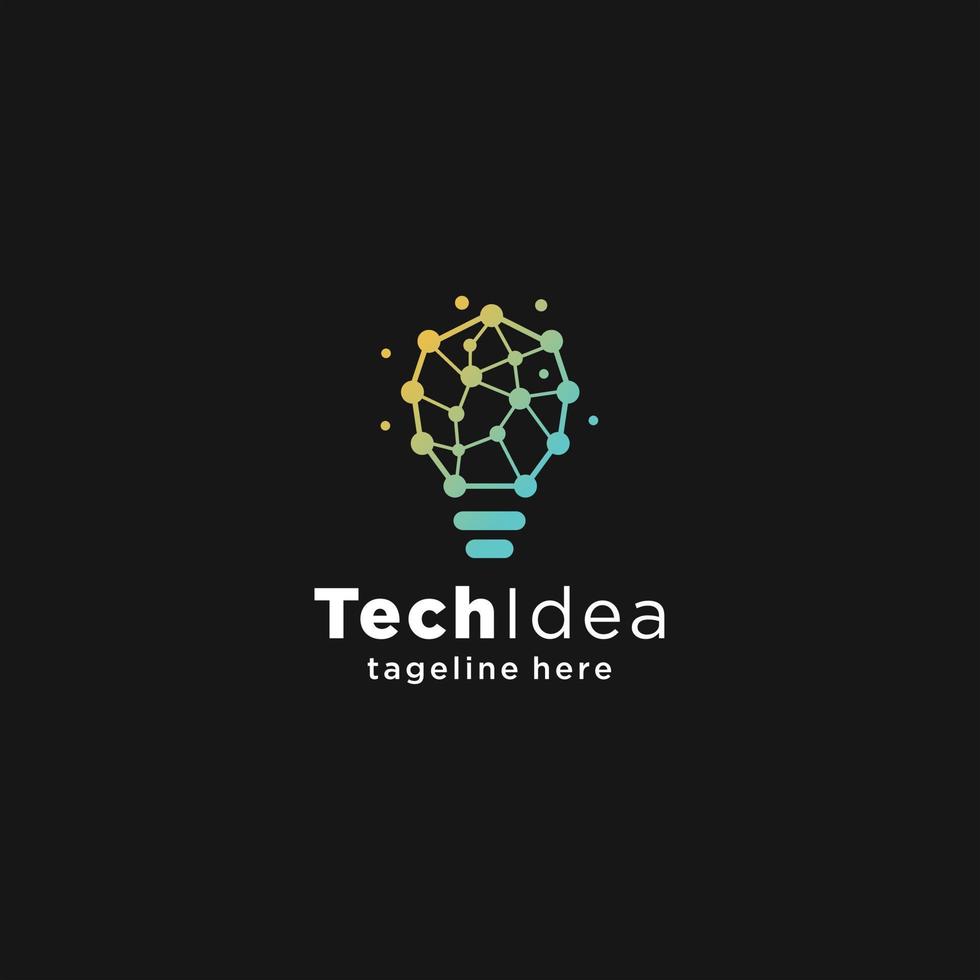 Modern tech bulb logo design concept. Pixel technology bulb idea logo template. Light bulb lamp idea creative innovation networking energy logo design digital technology vector