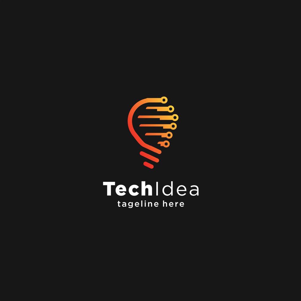 Modern tech bulb logo design concept. Pixel technology bulb idea logo template. Light bulb lamp idea creative innovation networking energy logo design digital technology vector