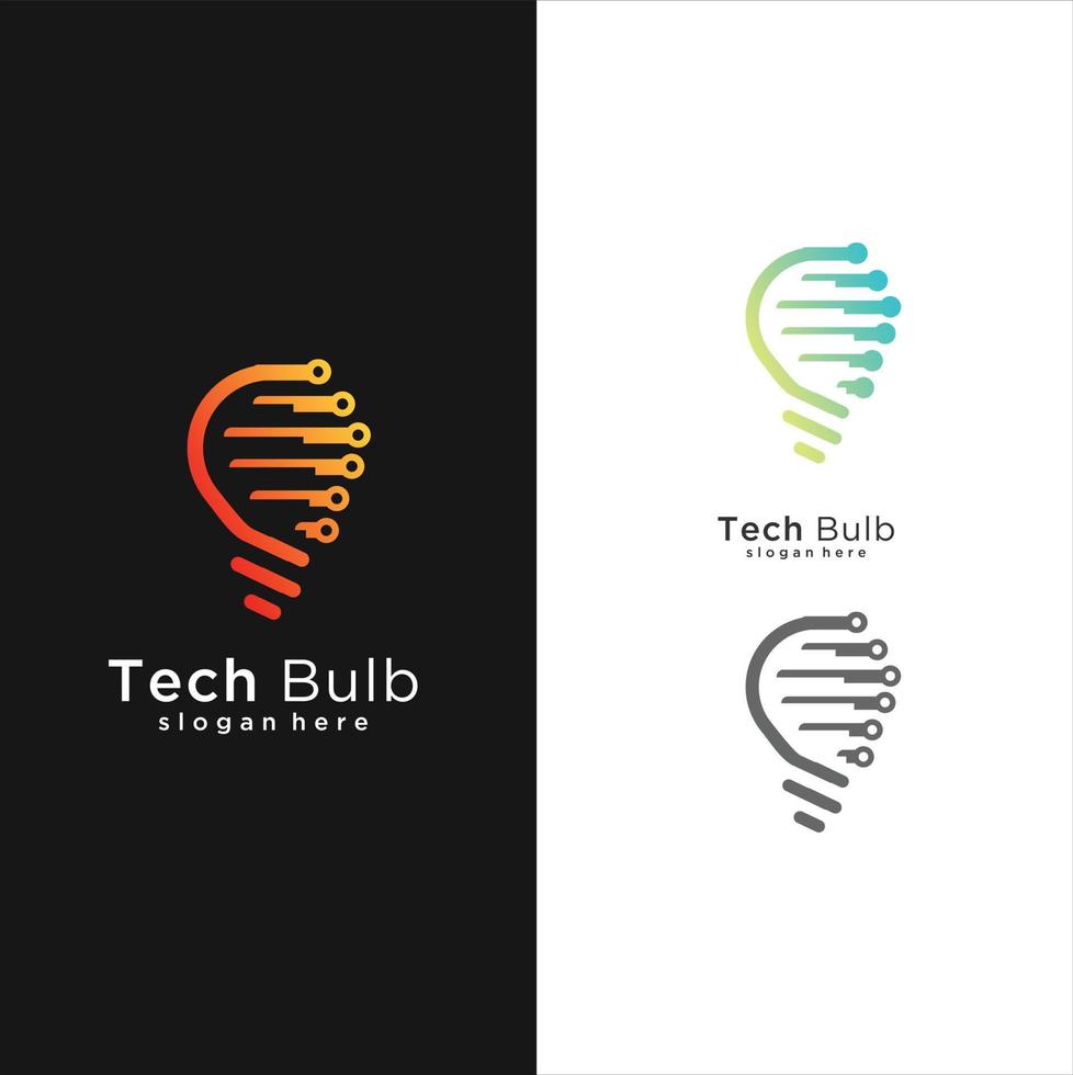 Modern Tech Bulb logo designs concept, Pixel Technology Bulb Idea logo template vector