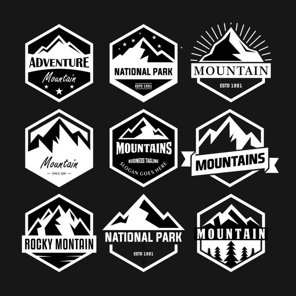 Set of vector mountain and outdoor adventure logos