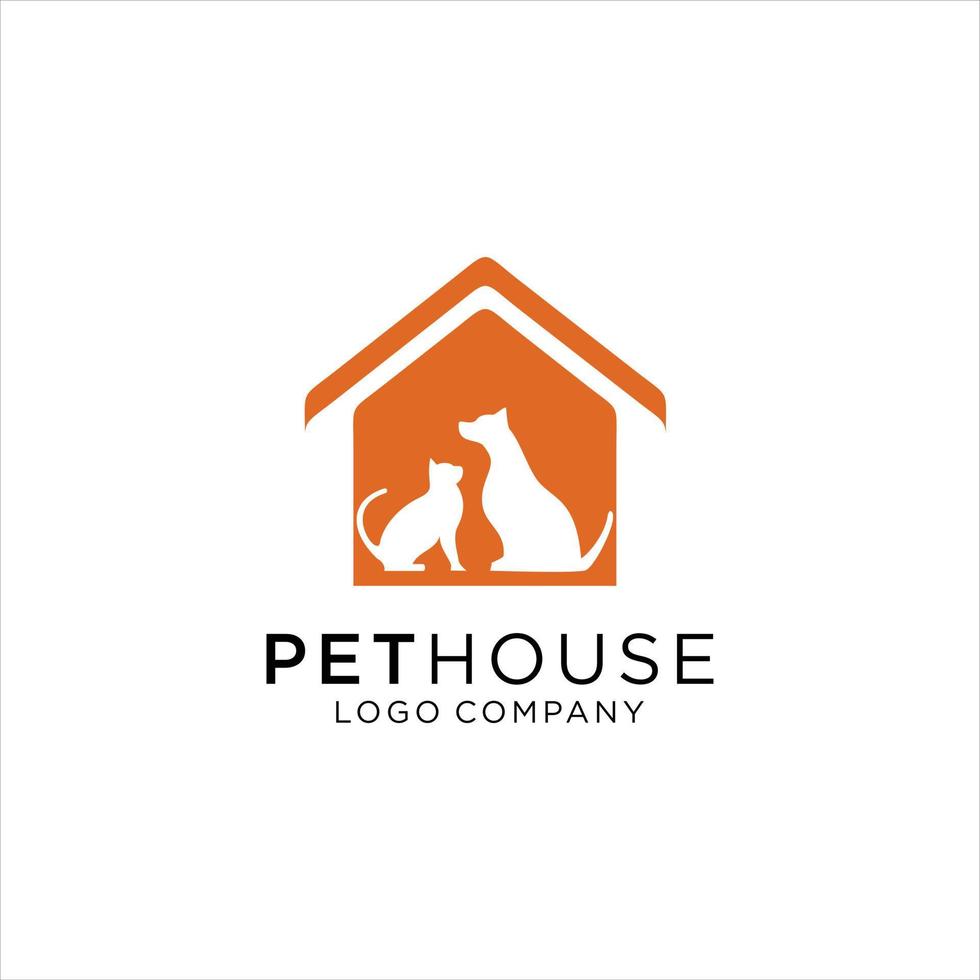 mascota casa logo concepto con perro y gato elemento vector