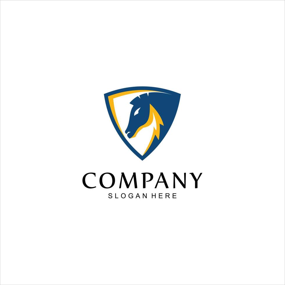 horse shield logo design vector