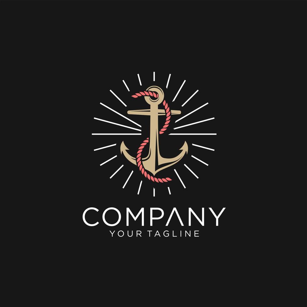 Vintage label with an anchor and slogan, Vector illustration, anchor icon on black background, Simple shape for design logo