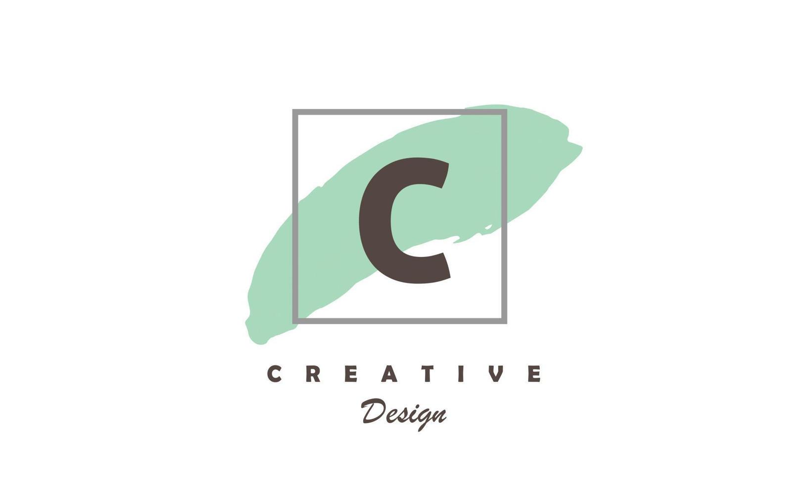 C water color logo artistic, fancy, trendy hand drawn vector design on black background.