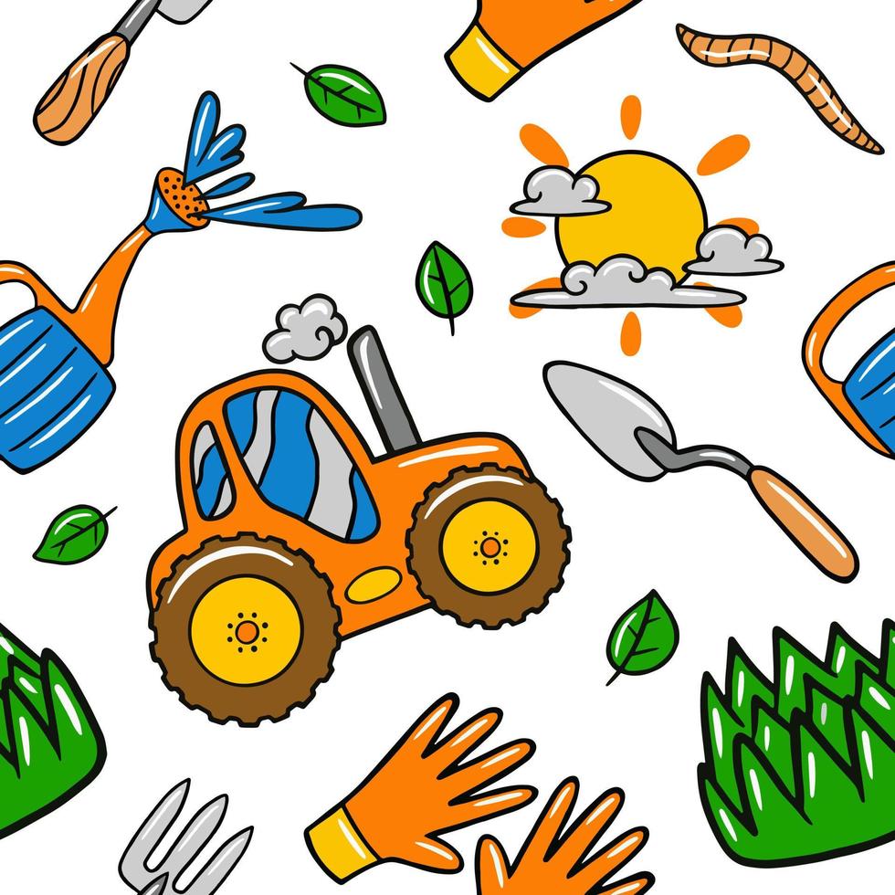 Agriculture seamless pattern in vector illustration