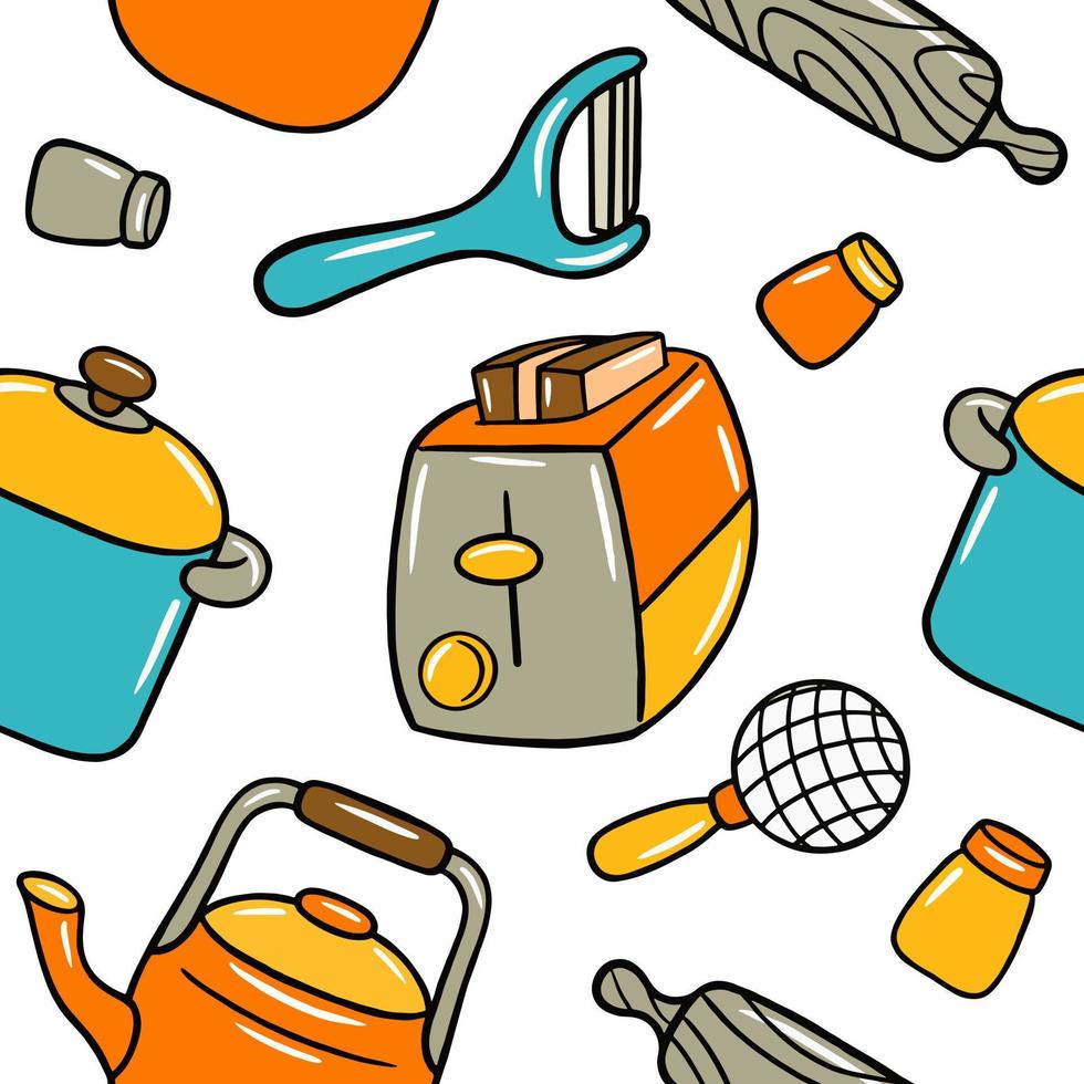 Cooking kawaii seamless pattern in vector illustration